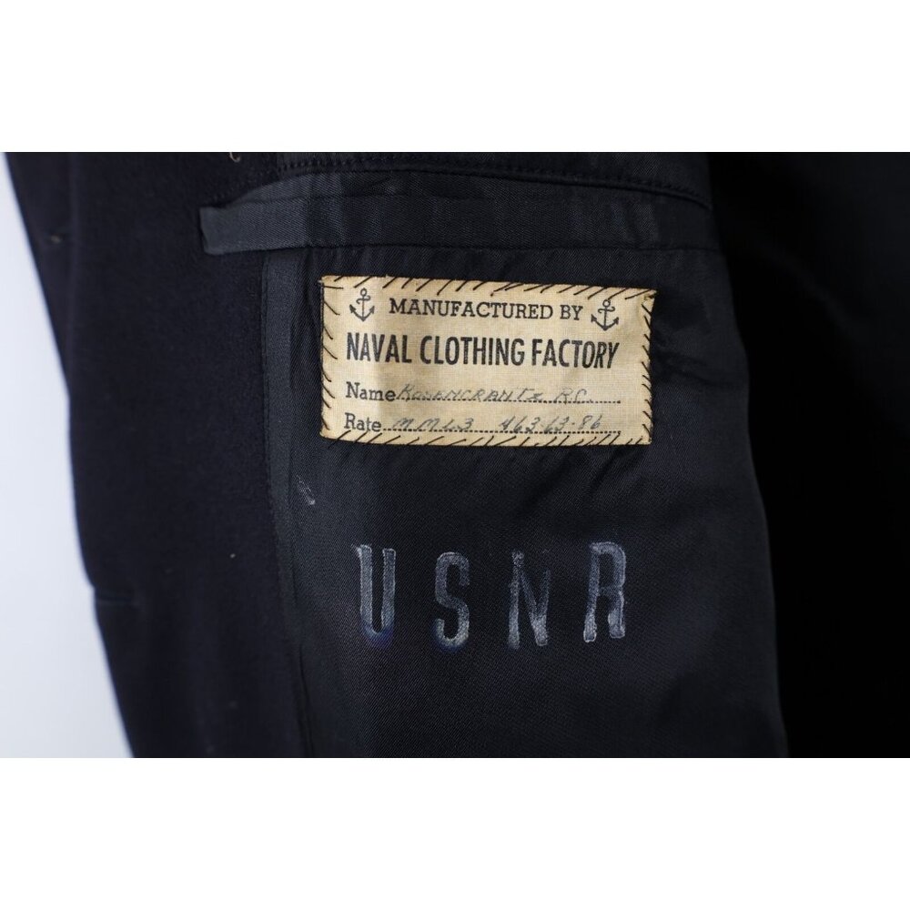 Vintage 40s World War II WWII Mens 40R US Navy Wool Peacoat Jacket Blue USA USNR - Picture 10 of 16